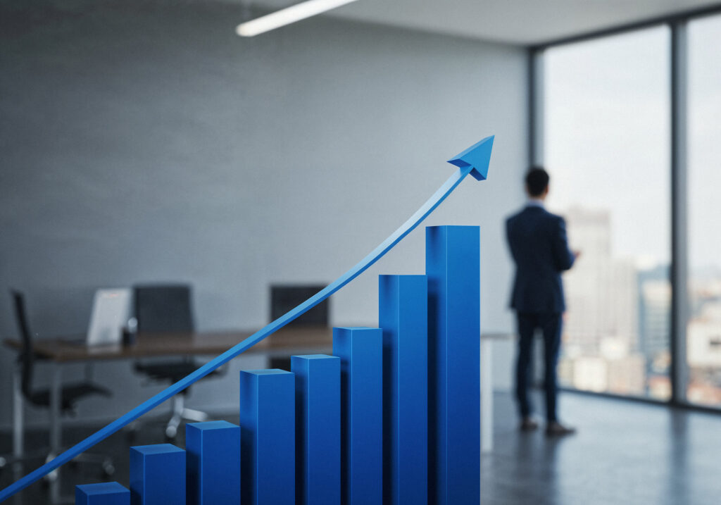 Crescimento empresarial em ambiente moderno.