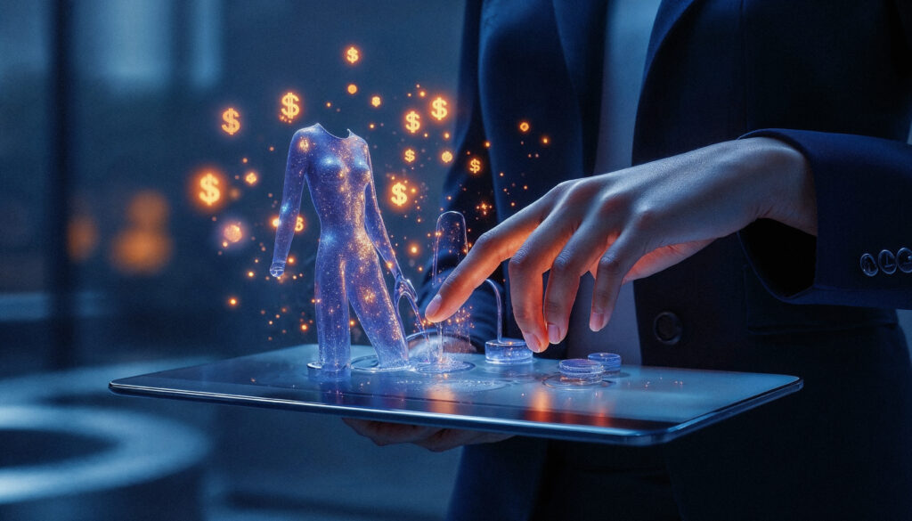 Tecnologia e compras digitais interativas.